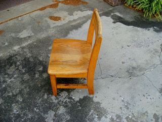 Vintage Solid Oak Child ' s Sunday School Classroom Library Chair 4
