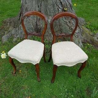 Two Antique 19th C.  Balloon Back Victorian Parlor Chairs - Some Delivery Options