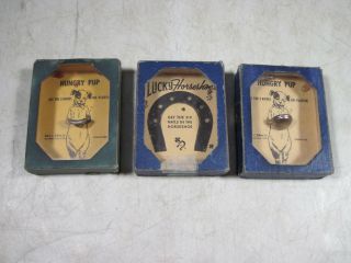 3 Vintage/antique A.  C.  Gilbert Lucky Horseshoe Hungry Pup Game Puzzles Dexterity