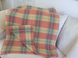 Vintage Welsh 100 Wool Blanket 69x75 " Immac Cond Ideal Picnic Camper Bedspread