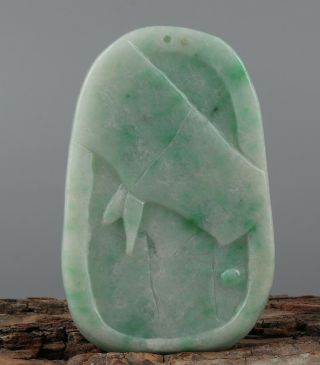 Chinese Exquisite Hand - carved Flower and bird carving jadeite jade Pendant 2