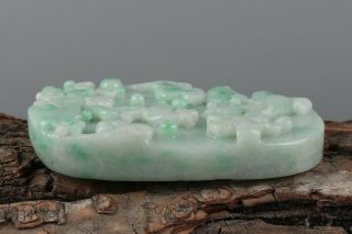 Chinese Exquisite Hand - carved Flower and bird carving jadeite jade Pendant 3