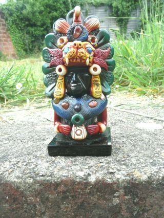 Aztec Inca Etc South American Carving Figure From Obsidian Black Stone,  Heavy