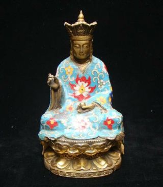 Handmade Carving Statue Buddha Copper Brass Cloisonne Enamel Religion 04