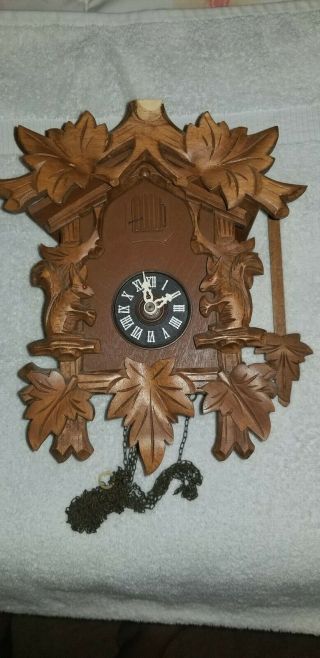 Vintage Cuckoo Clock West Germany Squirrel Design For Repair