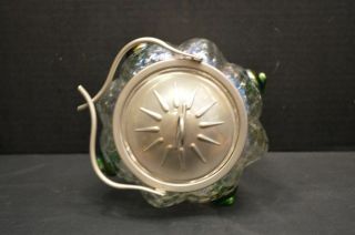 Vintage Loetz Style Art Nouveau Glass Biscuit Barrel 4