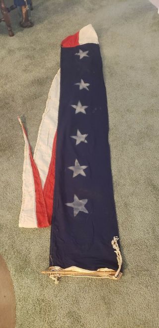 WWII or Older US Navy 7 - Star Commissioning or Homeward Bound Pennant 15 ft long 12