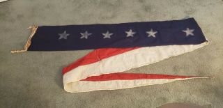 Wwii Or Older Us Navy 7 - Star Commissioning Or Homeward Bound Pennant 15 Ft Long