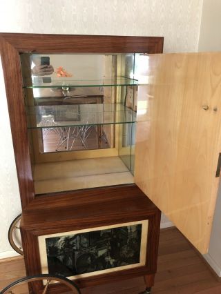 Rare Aldo Tura Rosewood Bar Cabinet Cart Parchment Brass Italy Italian Lacca 7