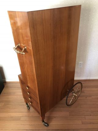 Rare Aldo Tura Rosewood Bar Cabinet Cart Parchment Brass Italy Italian Lacca 9