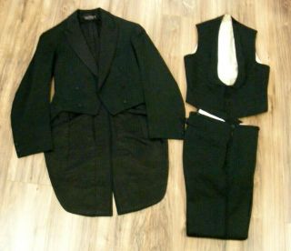 Antique 1902 Tuxedo With Tails,  Hand - Tailored Philadelphia,  Banker / Railroader