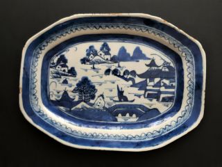 18th Century Chinese Export Blue And White Canton Platter