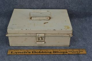 Antique Tin Box Storage Cash Document 10 X 7 X 3 In.  19th C 1890 - 1900 Vg
