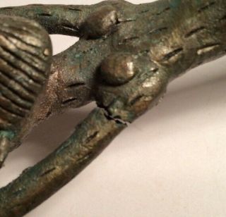 UNUSUAL AFRICAN BRONZE FIGURE - LEOPARD ? WOMAN WITH POT CANDLE STICK HOLDER? 5