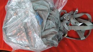 MILITARY GRAY IN COLOR T10D PARACHUTE 35 FT.  COMPLETE WITH LINES AND RAISERS 3