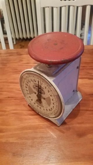1920s Antique Vintage Polly Prim 25 Lb Scale Shapleigh Hardware Red And White