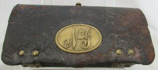 Antique Late Civil War Carbine Cartridge Box Leather Pouch Ridabock & Co Ny