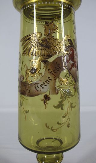 Big 1800 ' s Bavarian Glass Mantle Vase 
