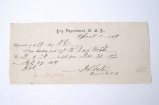 Antique Us Civil War Document 1863 - 1864 Pay Department U.  S.  A.  Receipt Stub