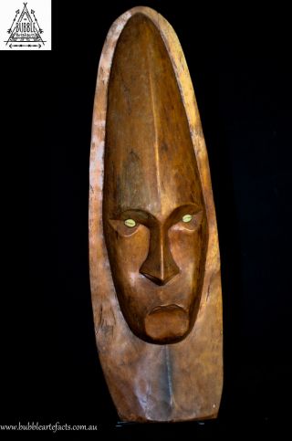 Raw Vintage Carved Clan Spirit Mask W/ Cowrie Eyes,  Sepik,  Png,  Papua Guinea