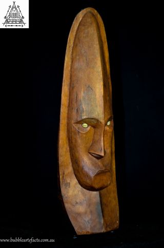 Raw Vintage Carved Clan Spirit Mask w/ Cowrie Eyes,  Sepik,  PNG,  Papua Guinea 3