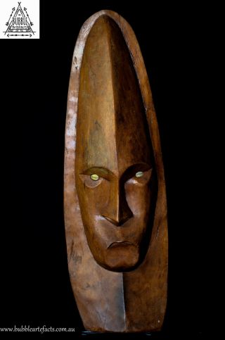 Raw Vintage Carved Clan Spirit Mask w/ Cowrie Eyes,  Sepik,  PNG,  Papua Guinea 5