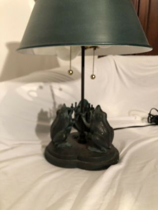 VINTAGE FREDERICK COOPER BRONZE TABLE LAMP Frog Statue With Shade 2
