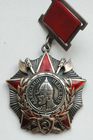 Authentic Soviet Ussr Russian Wwii Silver Medal Order Of Alexander Nevsky