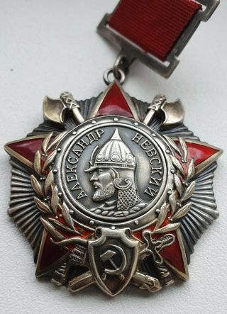Authentic Soviet USSR Russian WWII Silver Medal Order Of Alexander Nevsky 3