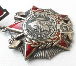 Authentic Soviet USSR Russian WWII Silver Medal Order Of Alexander Nevsky 6