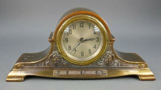 Fine Antique American Art Miniature Advertising Flooring Co Table Clock
