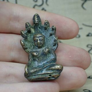 Bucha Naga Buddha 7 Head Statue Snake Bayon Angkor Amulet fetish Serpent Protect 5