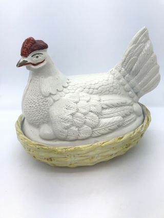 Antique 1850 James Dudson Staffordshire Hen Chicken On A Nest Signed Early