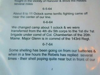 Historic 1864 Diary Group,  Capt.  143rd Pa.  5 Battles,  J.  Chamberlain 9