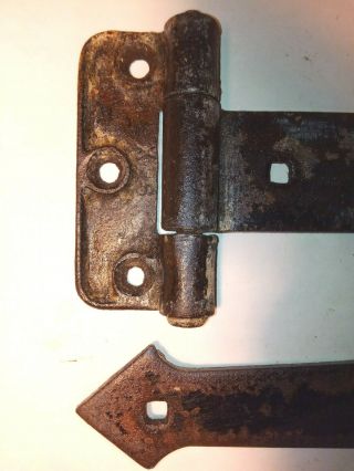 Vintage Set of 2 Extra Large Antique Farm Barn Door Gate Iron Hinges 18 X 4 - 3/4 