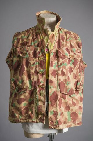 RARE VTG WWII BRITAIN US Army Camouflage HBT Shirt Jacket Reversible SNIPER 10