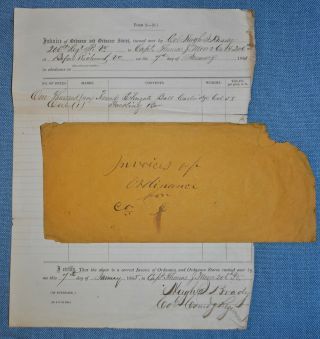 Invoice,  Cpt.  Thomas J.  Moore,  206th Pa Vols.  - Signed By Col.  Hugh Brady