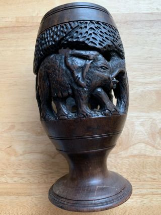 Carved African Ethnic Wooden Statue Figurine Ornament Candle Holder Detailed 2