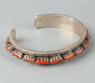 Chinese Exquisite Handmade Silver Mosaic Coral Bracelet