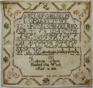 Early/mid 19th Century Alphabet Sampler By Rebecca Dixon - May 16th 1838