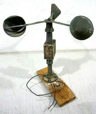 Antique vintage windvane anemometer weathervane 3 cup wind speed measurement 2
