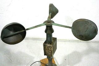 Antique vintage windvane anemometer weathervane 3 cup wind speed measurement 4
