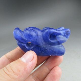 Chinese Jade,  Natural Blue Crystal,  Jade,  Hongshan Culture,  Animal Head,  Pendant R88