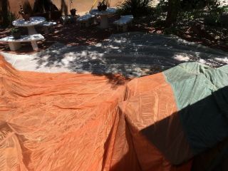 White,  Orange,  Tan And Green T - 10 Reserve Military Parachute Canopy 24 Feet