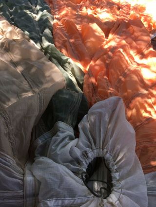White,  Orange,  Tan and Green T - 10 Reserve Military Parachute Canopy 24 feet 6