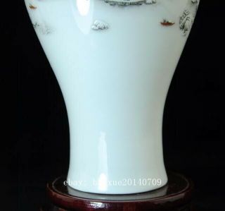 Chinese Old Hand - made Famille Rose Porcelain Hand Painted Snow Scene Vase C01 5