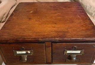 Antique 2 Drawer Table - Top File Cabinet Library Bureau Sole Makers