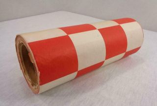 Vtg Roll Of Red & White Checker Wrapping Butcher Restaurant Craft Paper 12 1/4 "