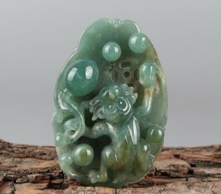 Chinese Exquisite Hand - Carved Monkey Carving Jadeite Jade Pendant
