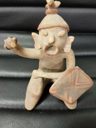 Antique Ancient Mayan Or Aztec Pottery Clay Statue Figure Warrior